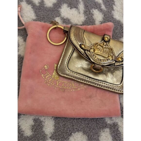Vintage OG gold juicy couture mini wallet coin purse keychain pouch.bag charm - Picture 1 of 7